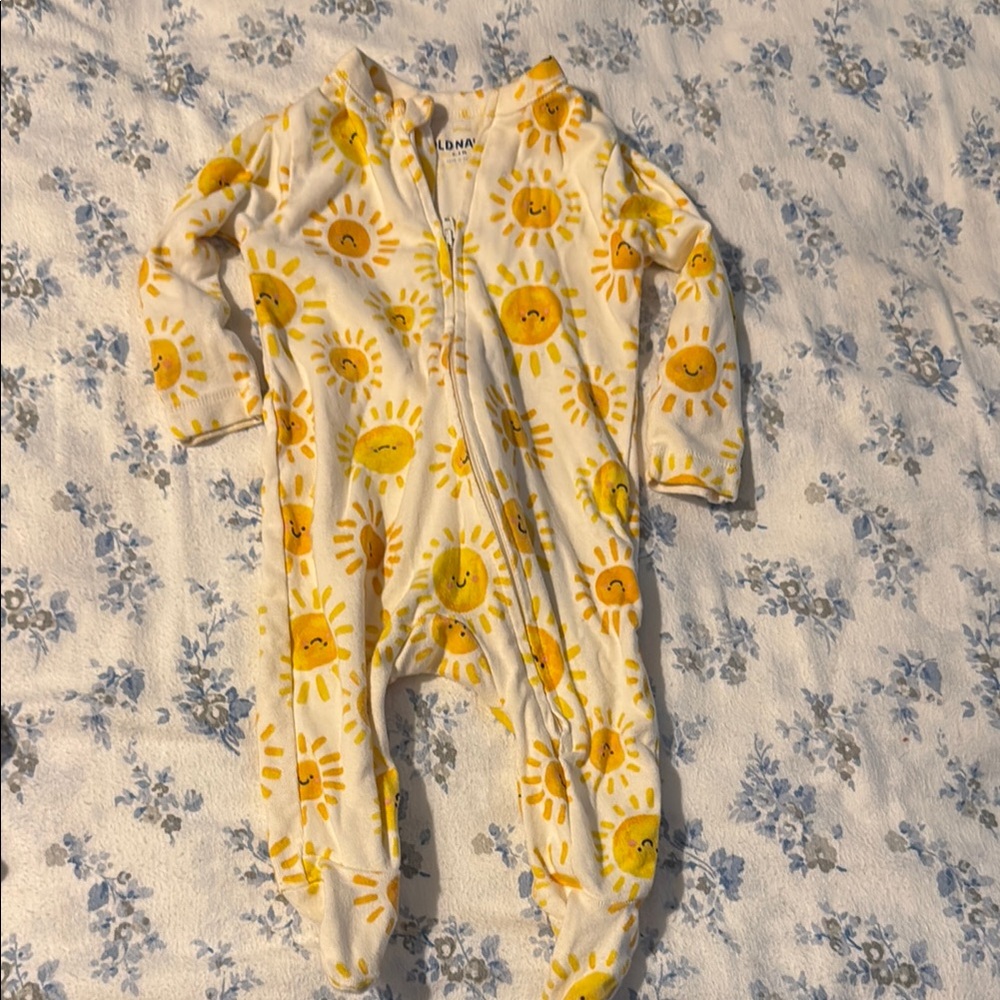 Old Navy Yellow and White Floral Footies One Piece
